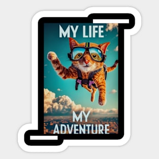 Funny cute cat adventure Sticker